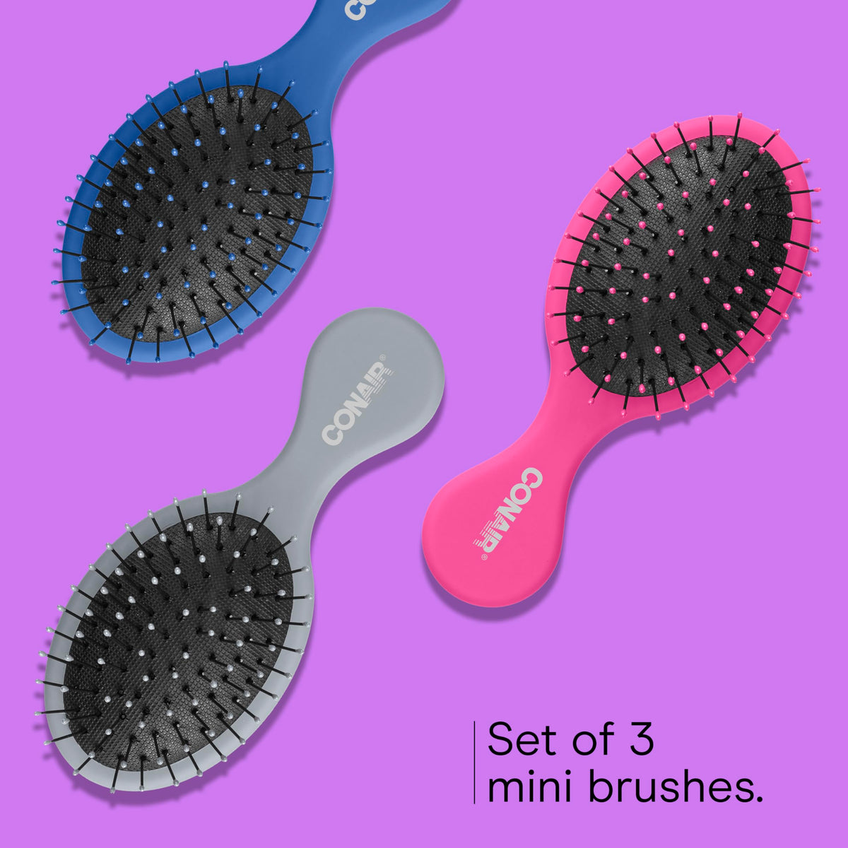Conair cushioned base detail showing flexibility that reduces brushing stress