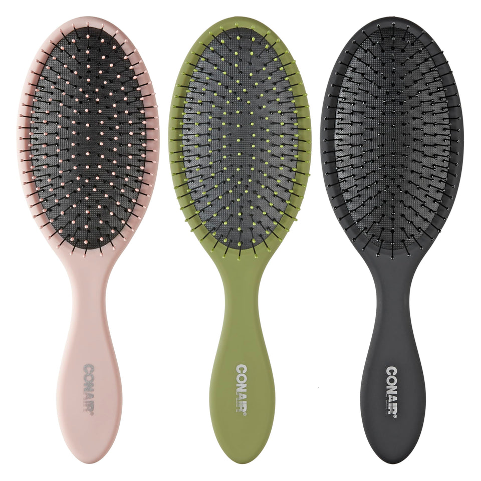 Conair detangler front packaging showing three-color set and benefits