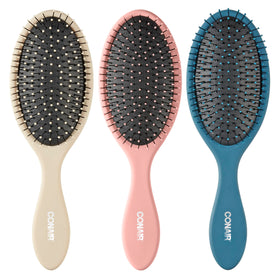 Conair detangler set front view showing three colors for travel convenience