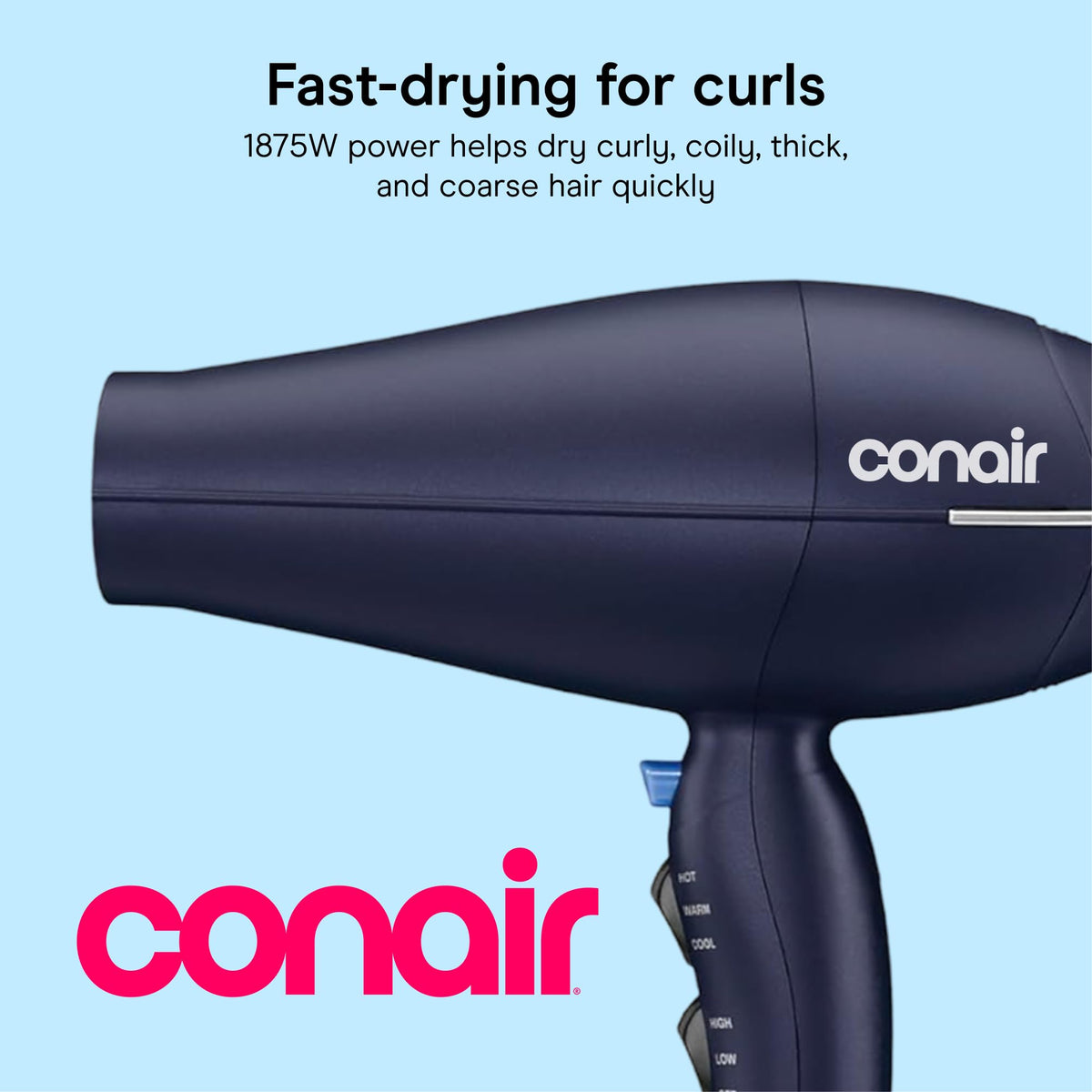 Conair diffuser close-up showing multi-chamber design to enhance curls