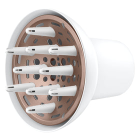 Conair diffuser front view showing universal fit and easy snap-on benefit