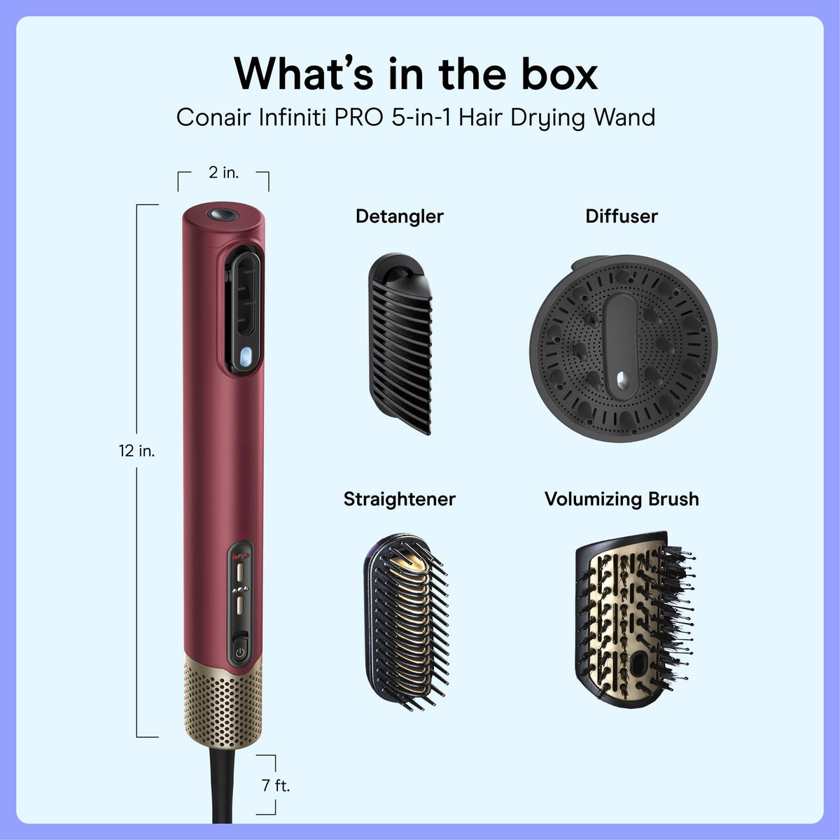 INFINITIPRO BY CONAIR four attachments displayed for versatile styling