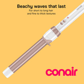 Conair double ceramic barrel close-up demonstrating even heat distribution benefit