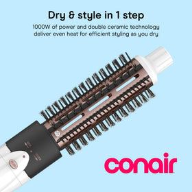 Conair double ceramic brush attachments display two barrel sizes for varied looks