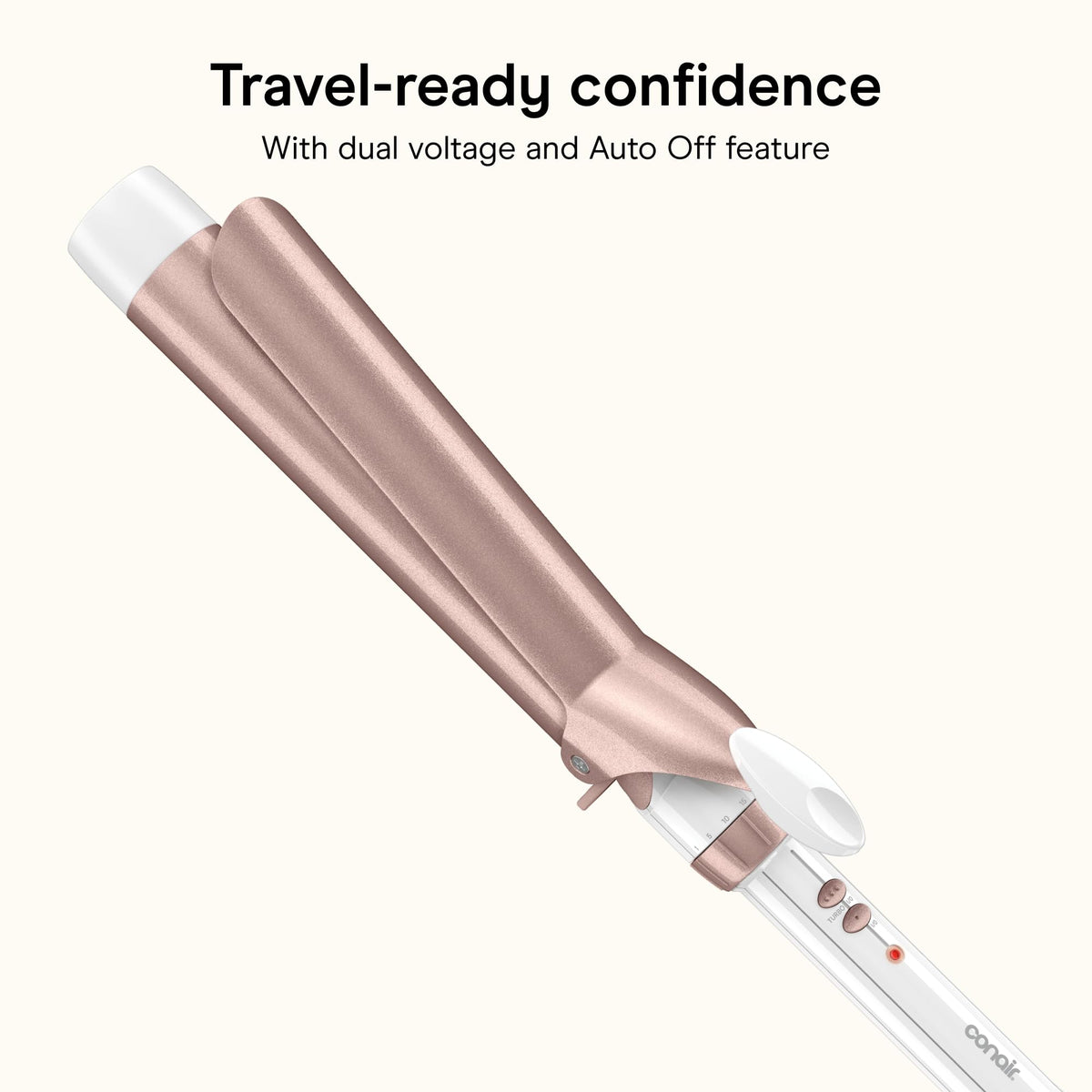 Conair double ceramic cool tip detail for safe handling and precise positioning near the roots