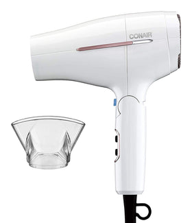 Conair double ceramic front view showing controls and sleek finish for travel convenience