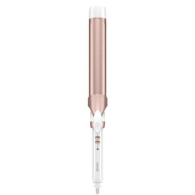 Conair double ceramic curling iron front view showing sleek design and easy grip for comfortable styling