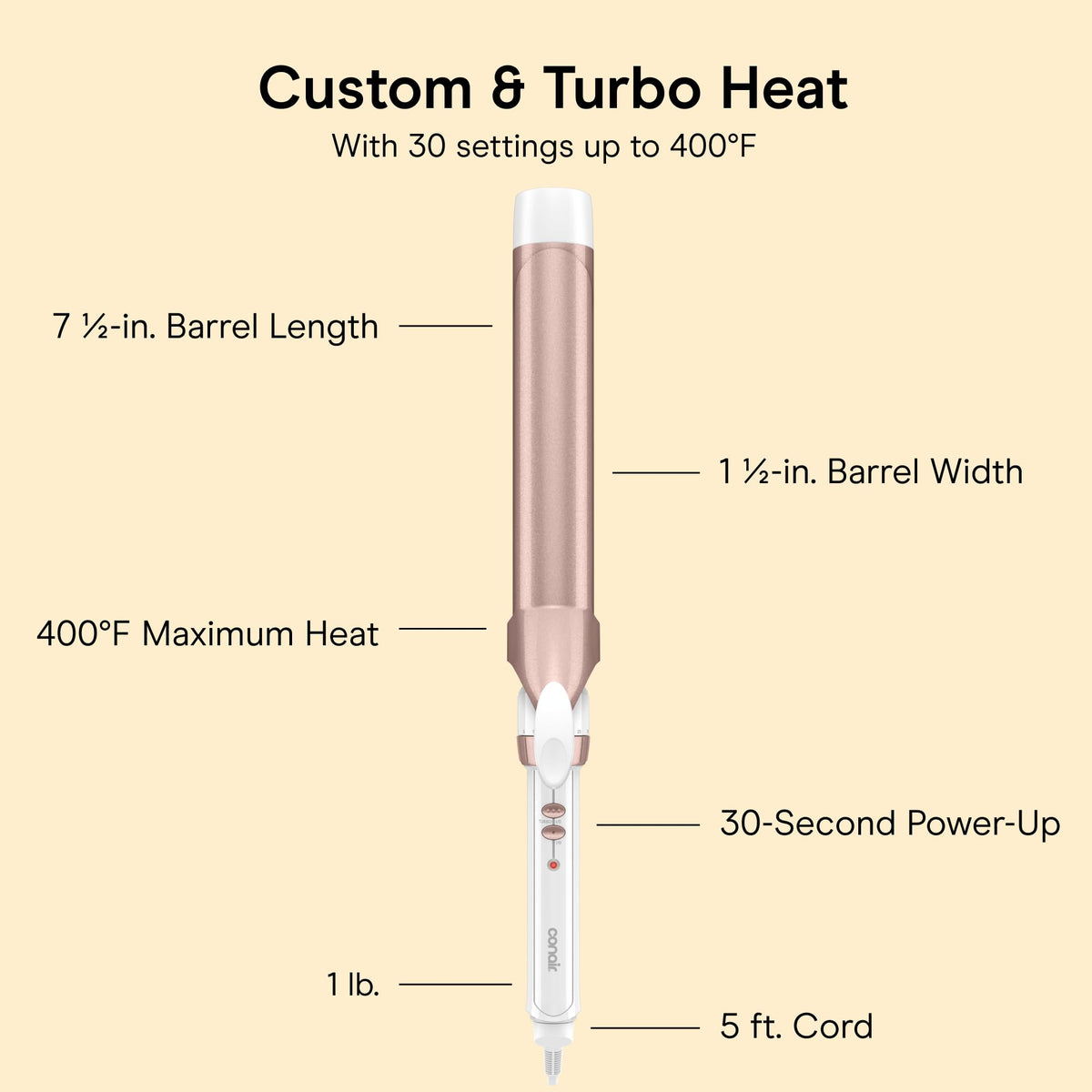 Conair double ceramic curling iron in use wrapping long hair to create loose waves and added volume