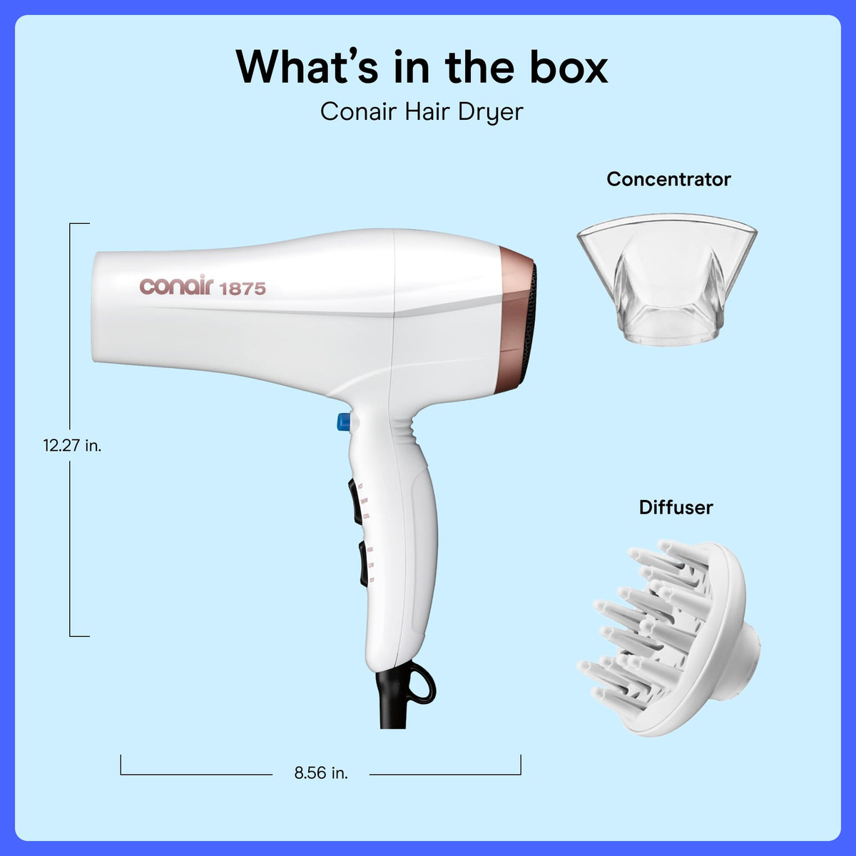 Conair hair dryer in bathroom lifestyle shot for everyday salon-quality results