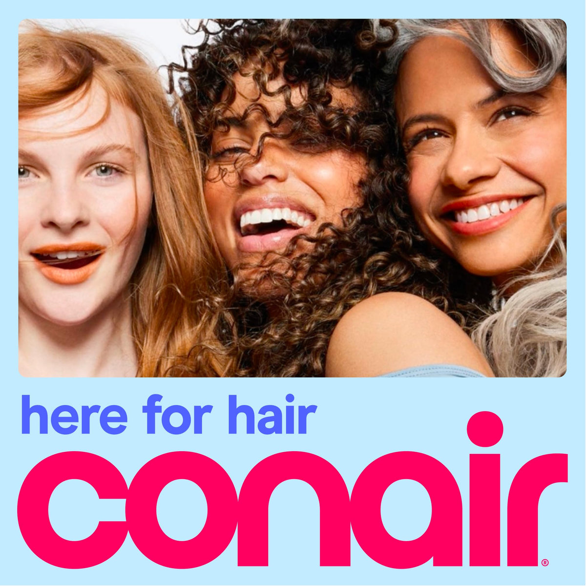 Conair dryer on vanity with accessories showing travel-ready, space-saving convenience