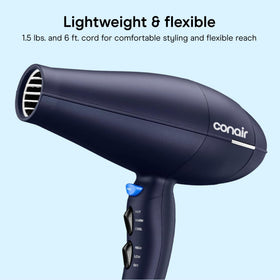 Conair dryer held in hand to show size and comfortable ergonomic grip