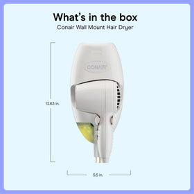 Conair beside a shampoo bottle showing size scale for compact space planning