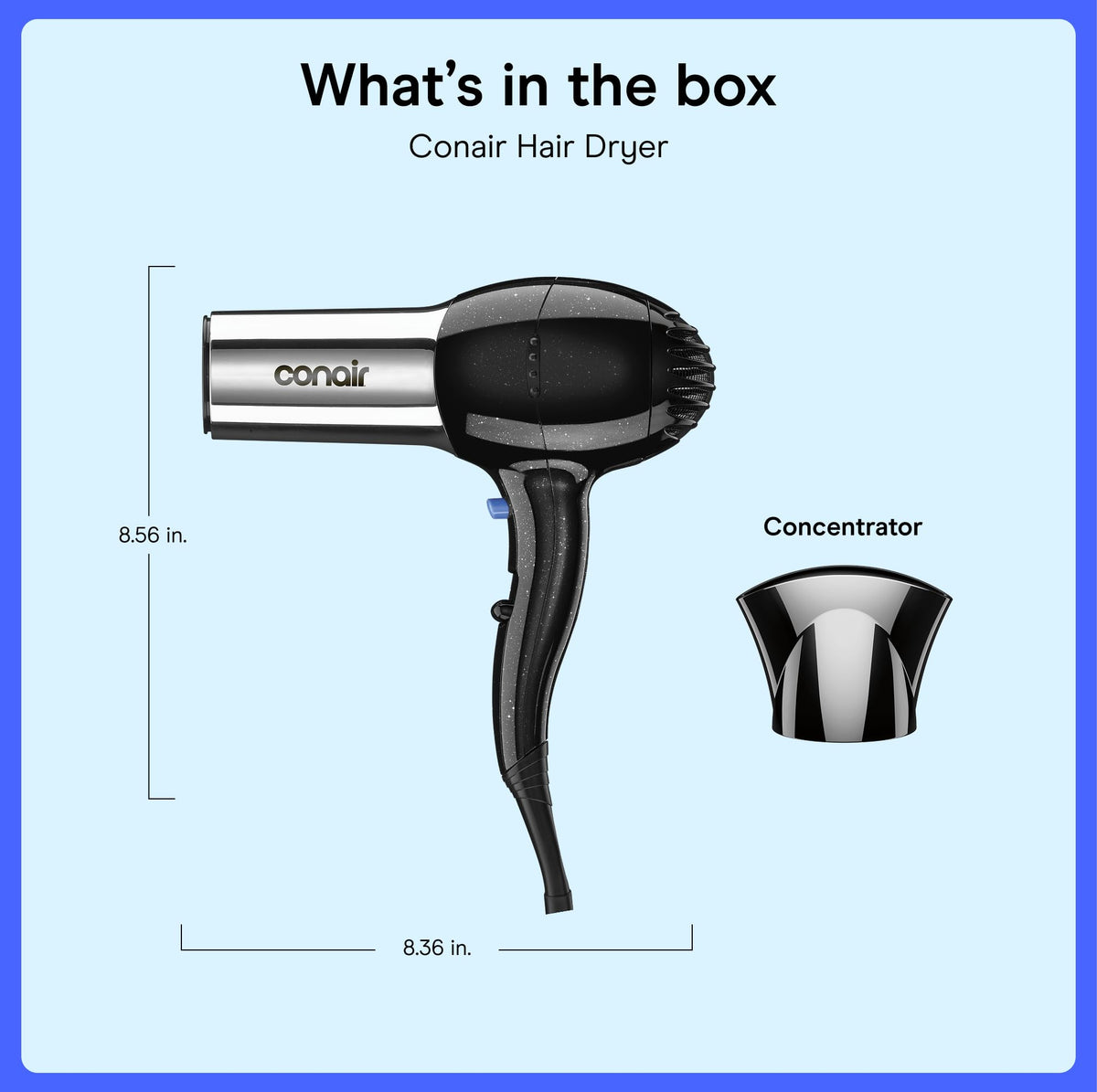 Conair nozzle angle and texture detail for targeted airflow benefit