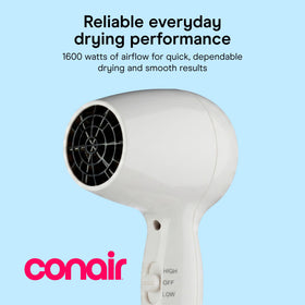 Conair mounted on bathroom wall demonstrating secure installation and tidy storage