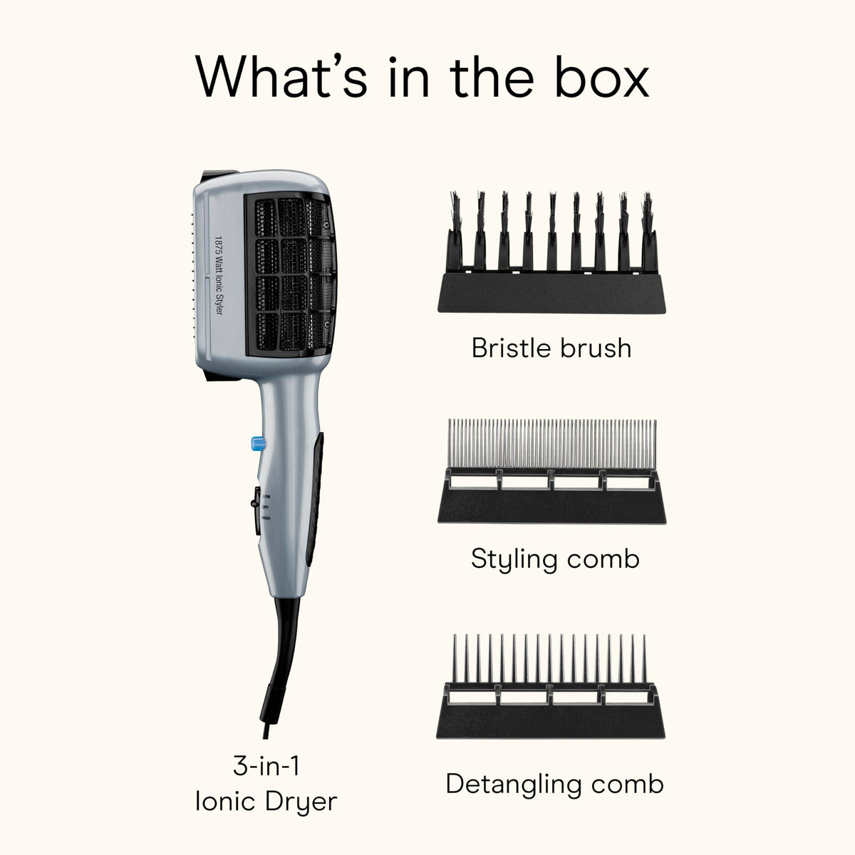 Conair dual voltage label and switch for worldwide power compatibility