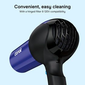 Conair hinged filter closeup for easy cleaning and reliable performance
