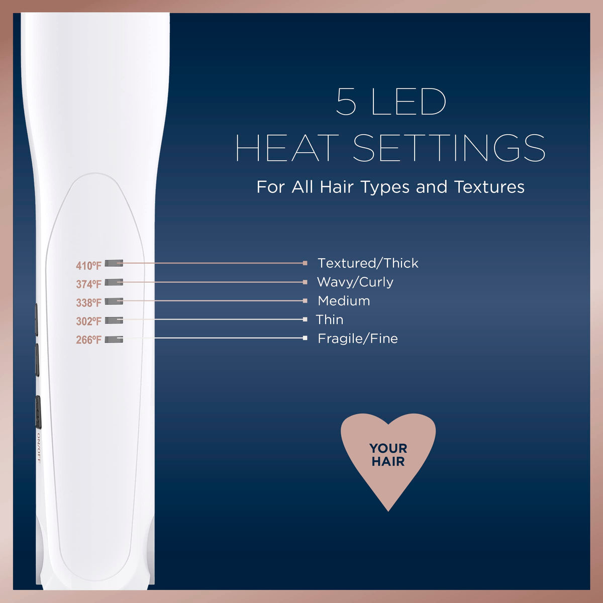 Conair LED temperature controls visible for precise heat selection and safer styling