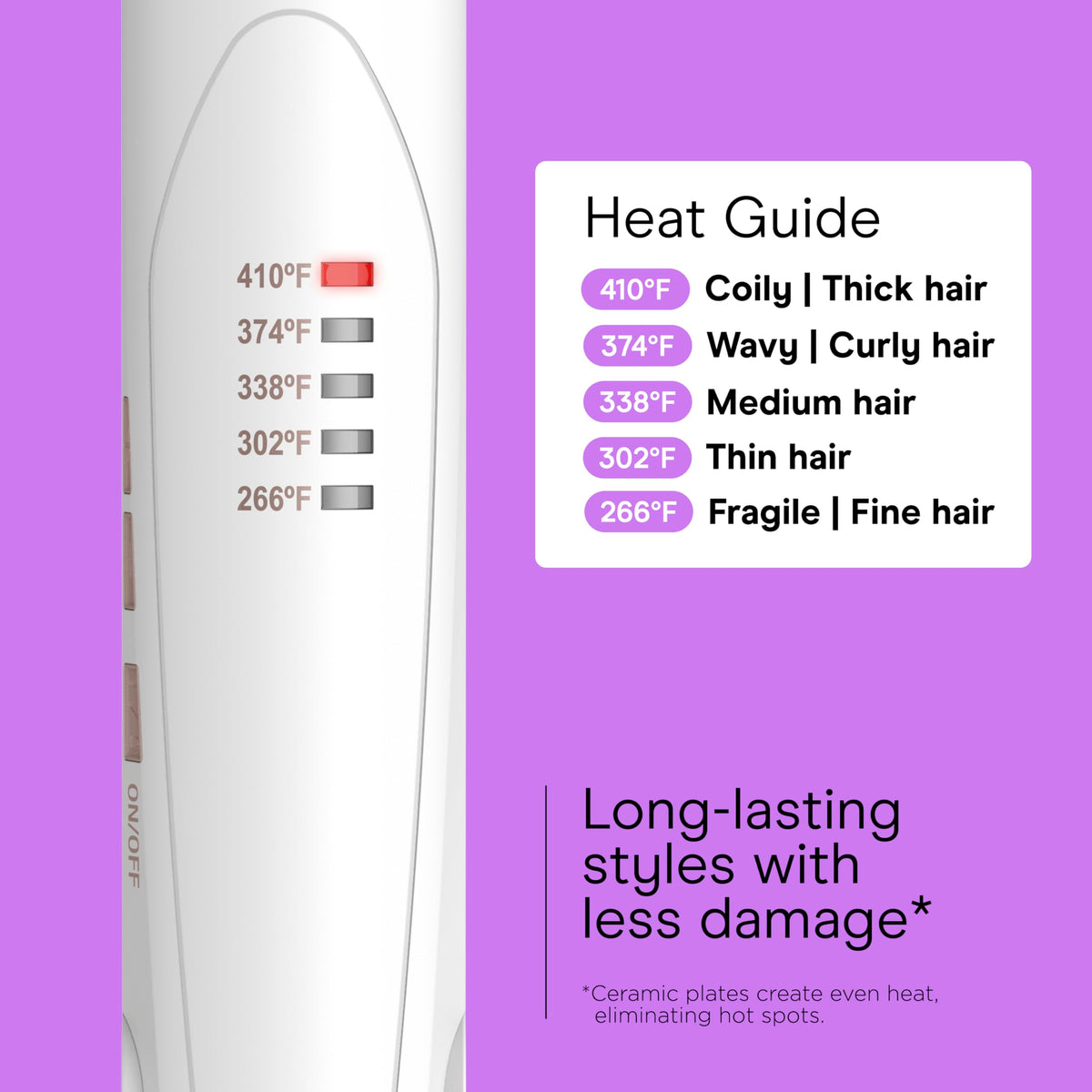 Conair flat iron in use straightening long hair for smooth, frizz-reduced results