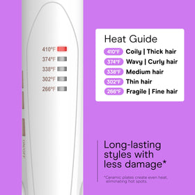 Conair flat iron in use straightening long hair for smooth, frizz-reduced results