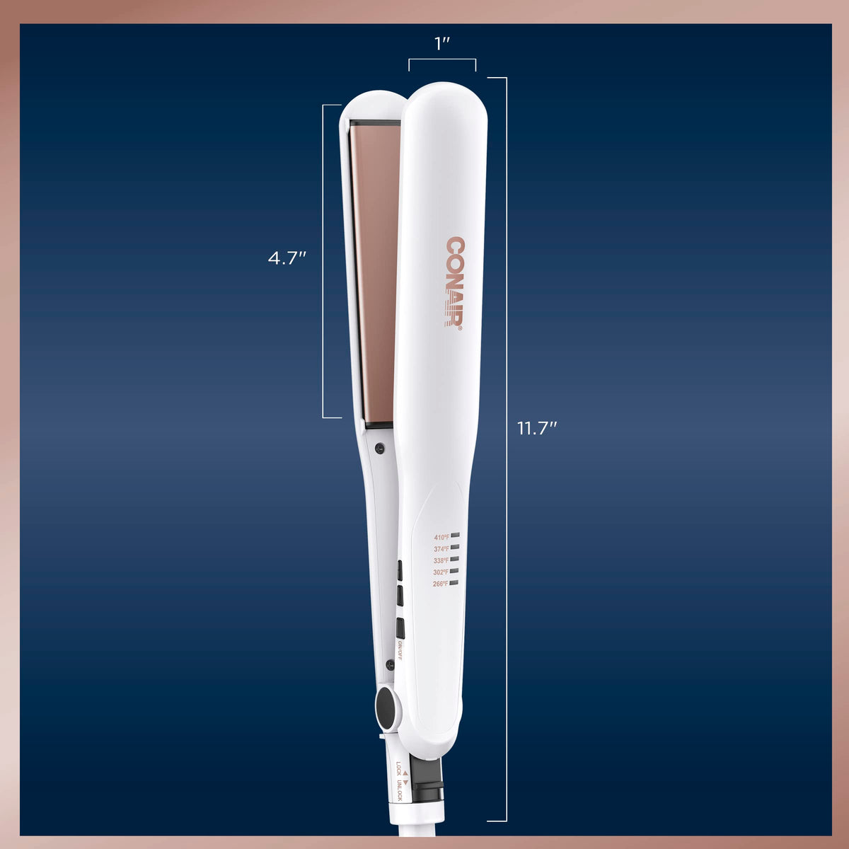 Conair glossy hair result close-up showing reduced frizz and ceramic shine improvement