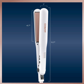 Conair glossy hair result close-up showing reduced frizz and ceramic shine improvement