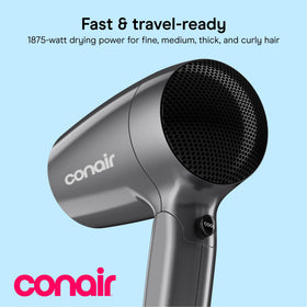 Conair folded-handle compact profile fits luggage for easy packing benefit