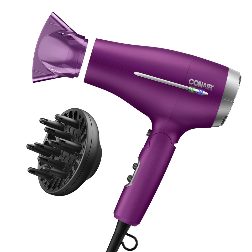Conair front view showing folding handle and compact design for travel