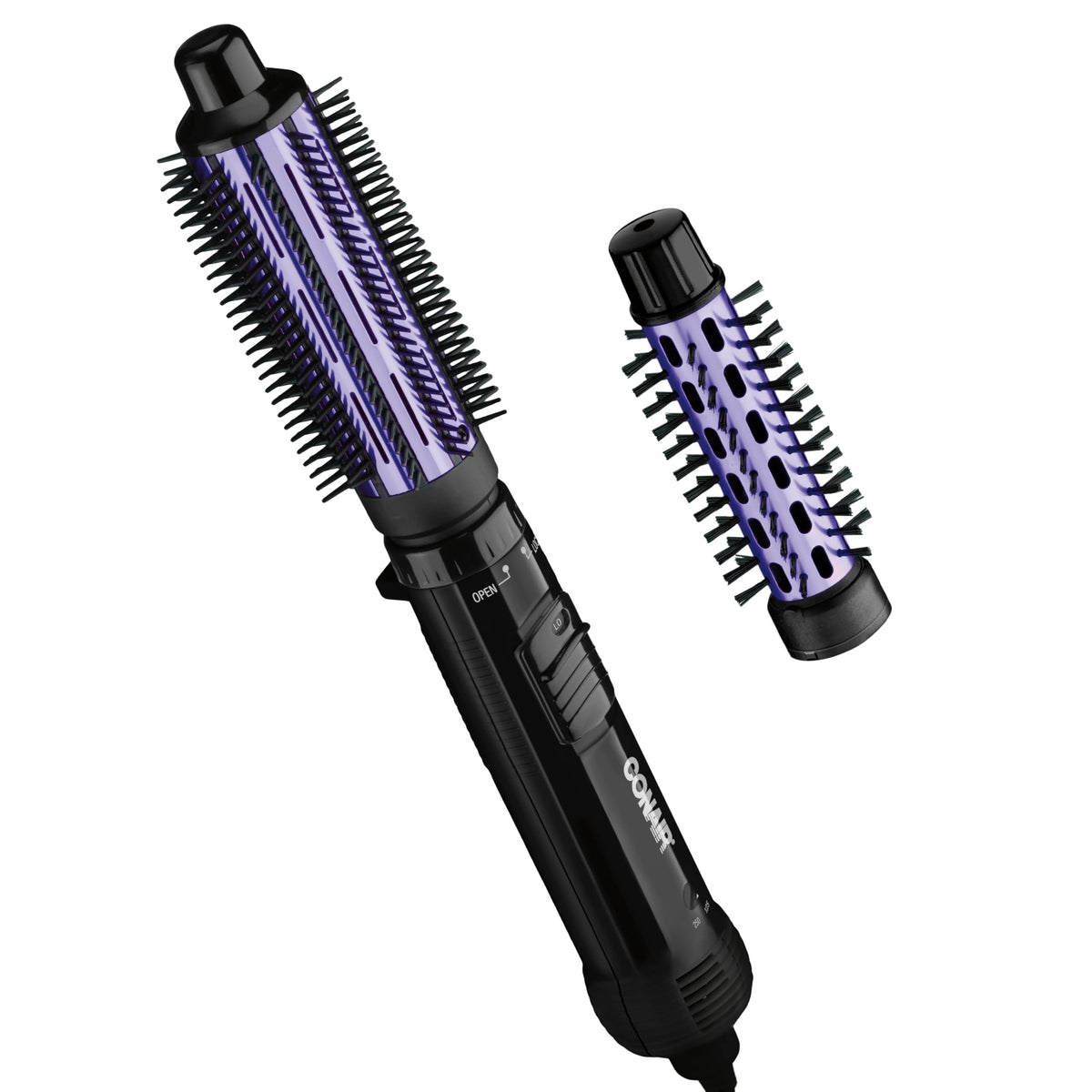 Conair front packaging showing hot-air curling combo and quick styling benefit
