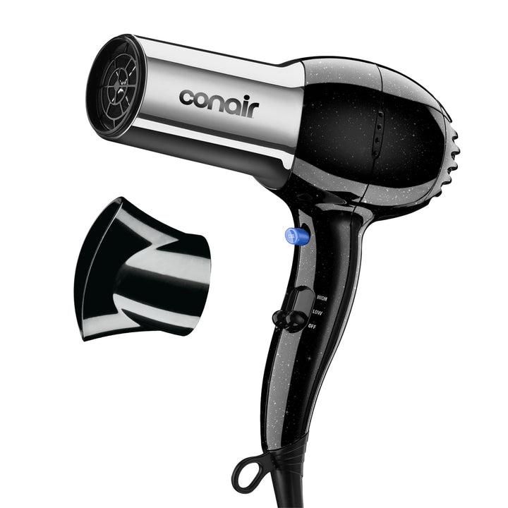 Conair dryer front view showing compact design and fast-dry benefit
