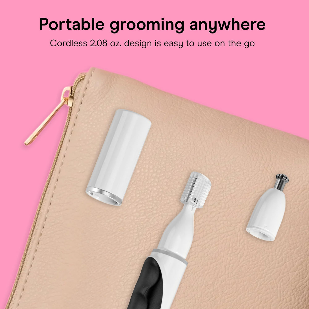 Conair GIRLBOMB with eyebrow guide attached for consistent shaping and control