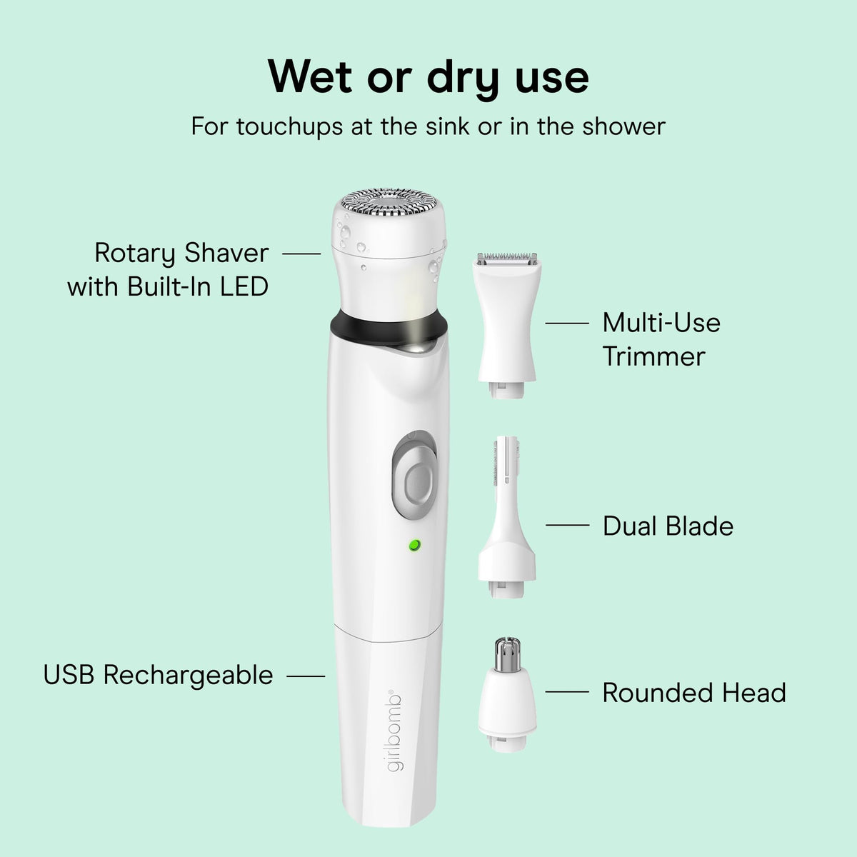 Conair Girlbomb held in hand to show scale and comfortable maneuverability