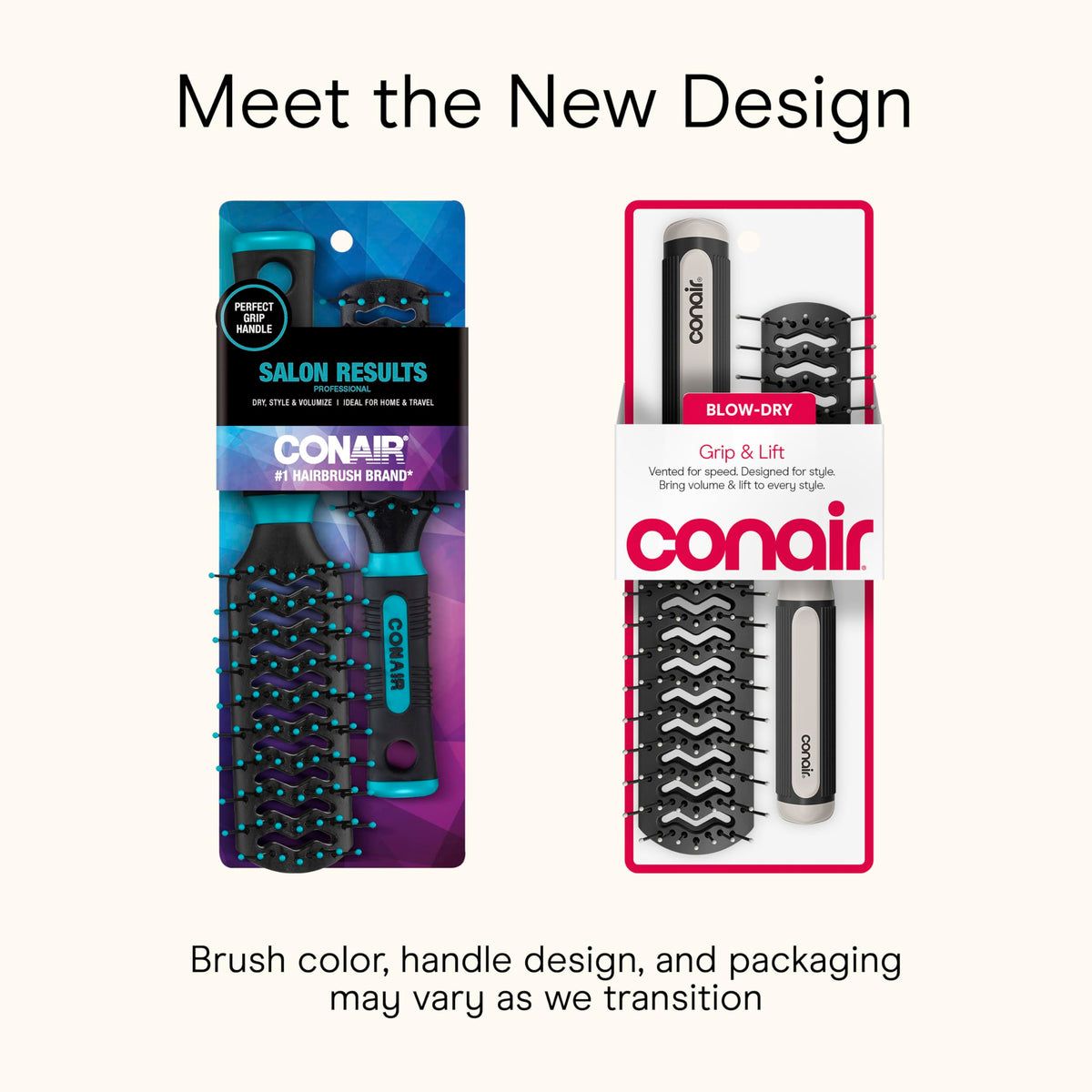 Conair full-size brush close-up showing bristles for faster drying