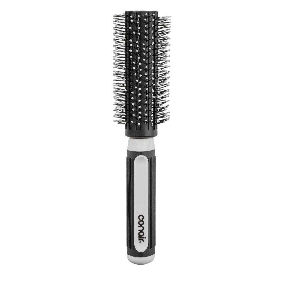 Conair grip & style front view showing brush shape and ergonomic design benefit
