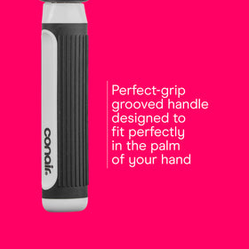 Conair grip & style scale comparison showing brush size ideal for short to medium hair