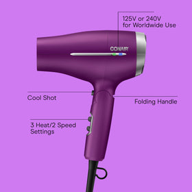 Conair folded hair dryer compact size for easy packing and storage