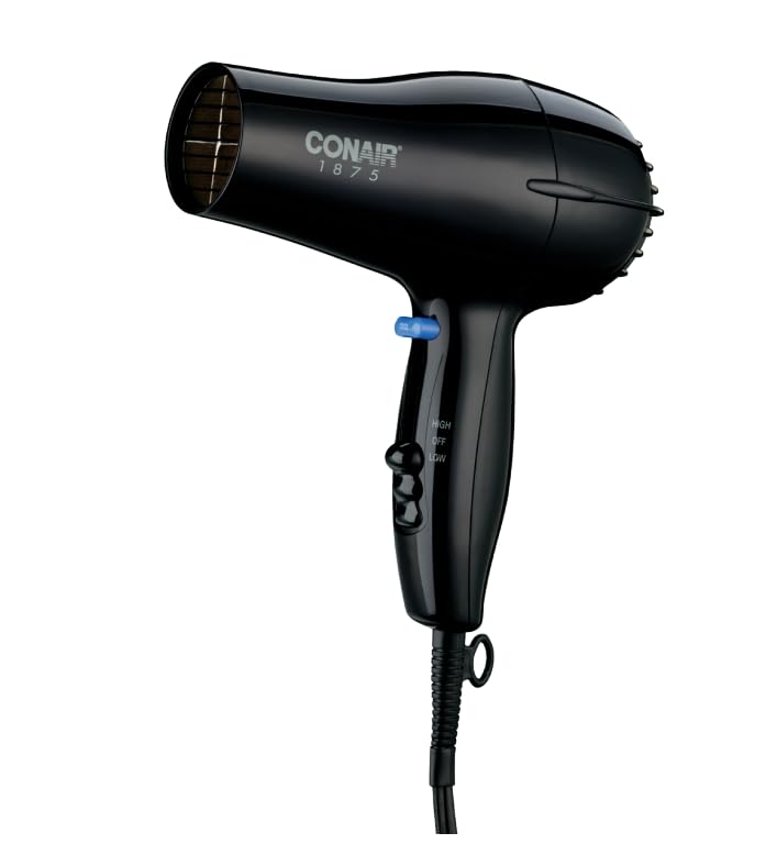 Conair hairdryer handle and controls close-up highlighting easy grip and control