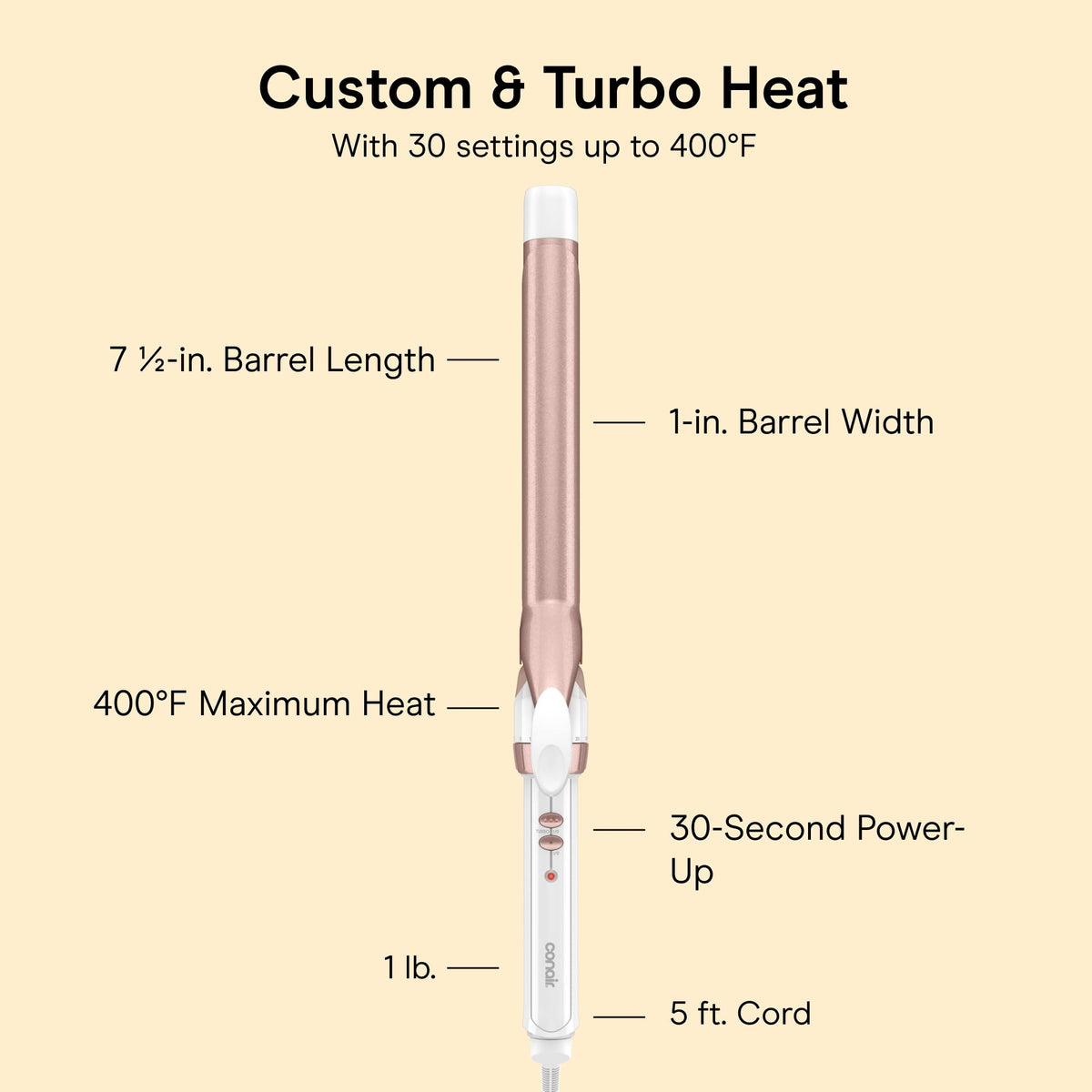 Conair handle and controls detail for precise temperature selection