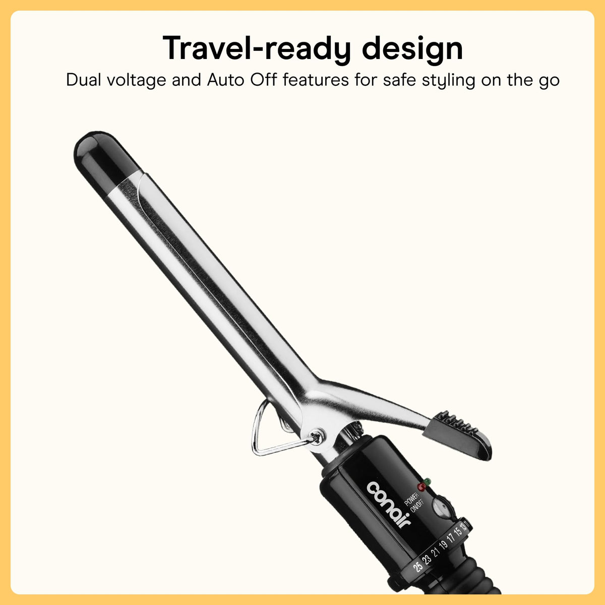 Conair heat settings display showing 25 options for customized temperature