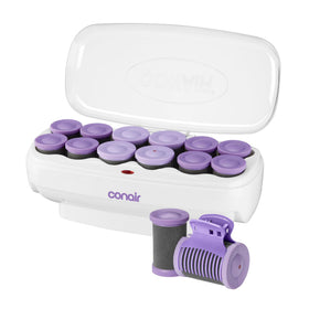 Conair hot rollers front view showing lavender kit and base for quick styling