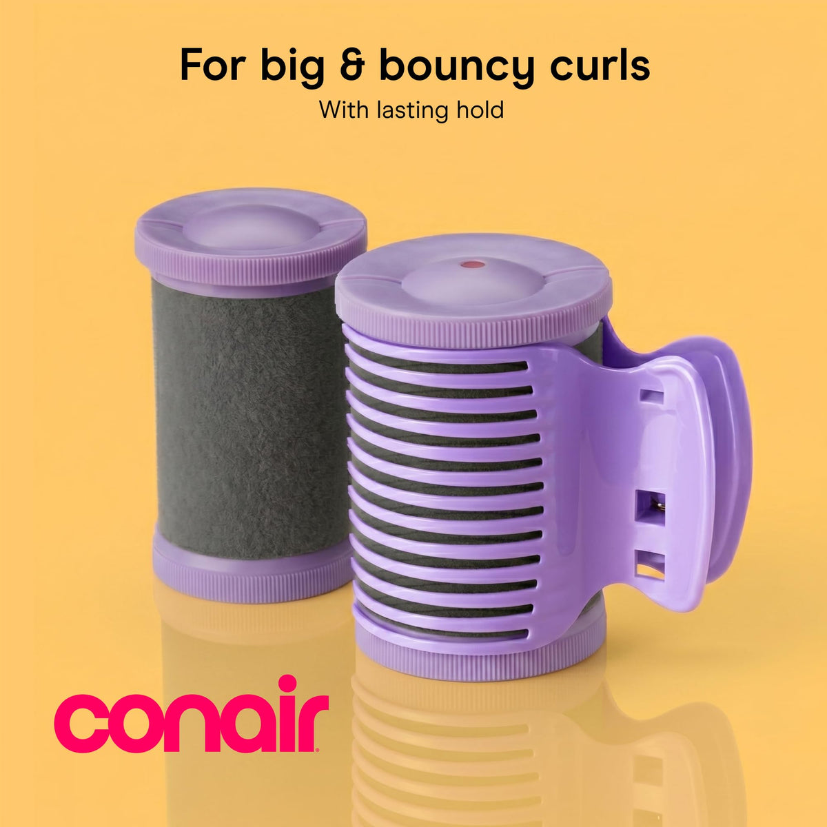 Conair roller close-up showing ceramic core and even heat distribution benefit