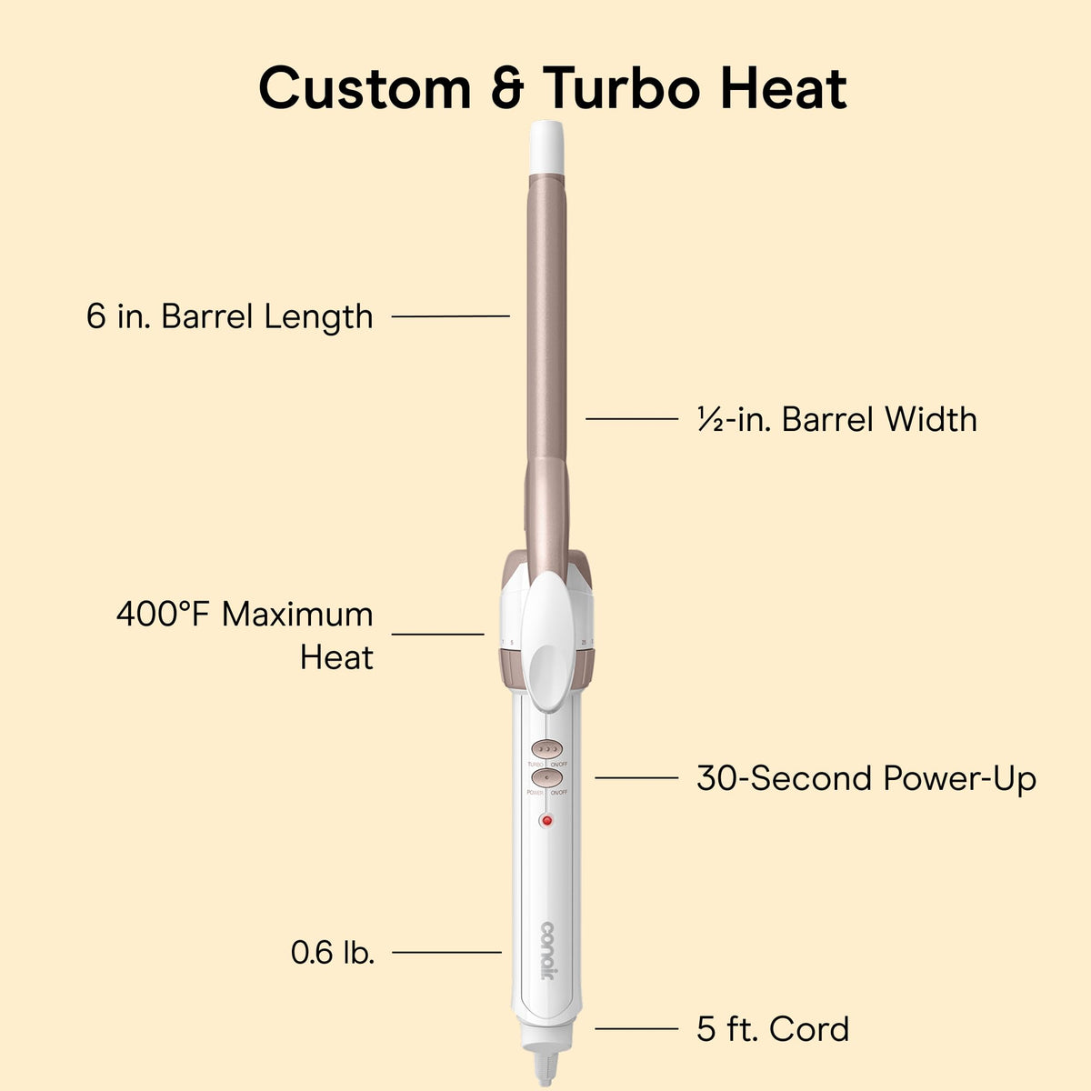 Conair in use on short hair demonstrating tight ringlets and accurate root-to-tip control