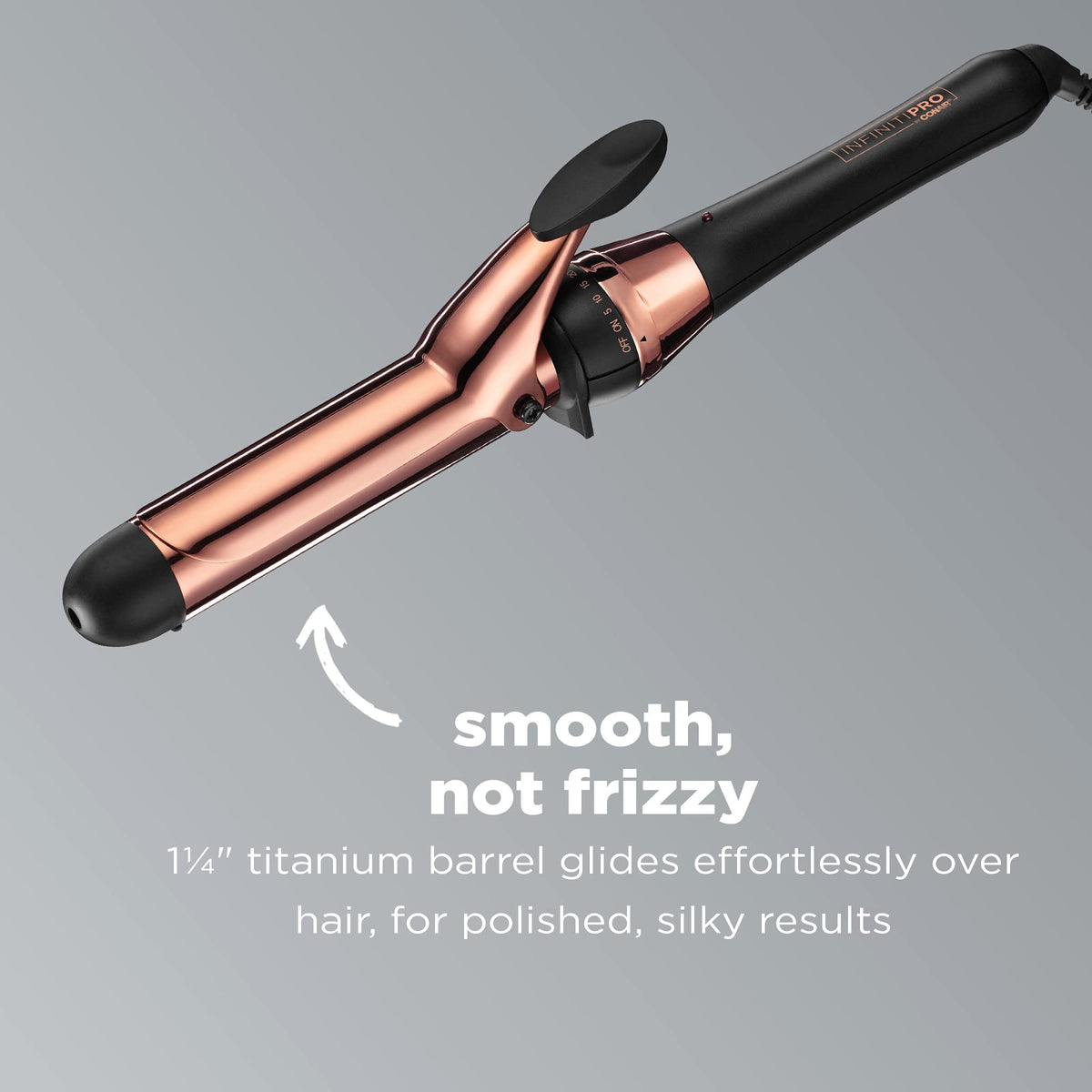 Conair INFINITIPRO close-up of titanium barrel texture for even heat and frizz reduction