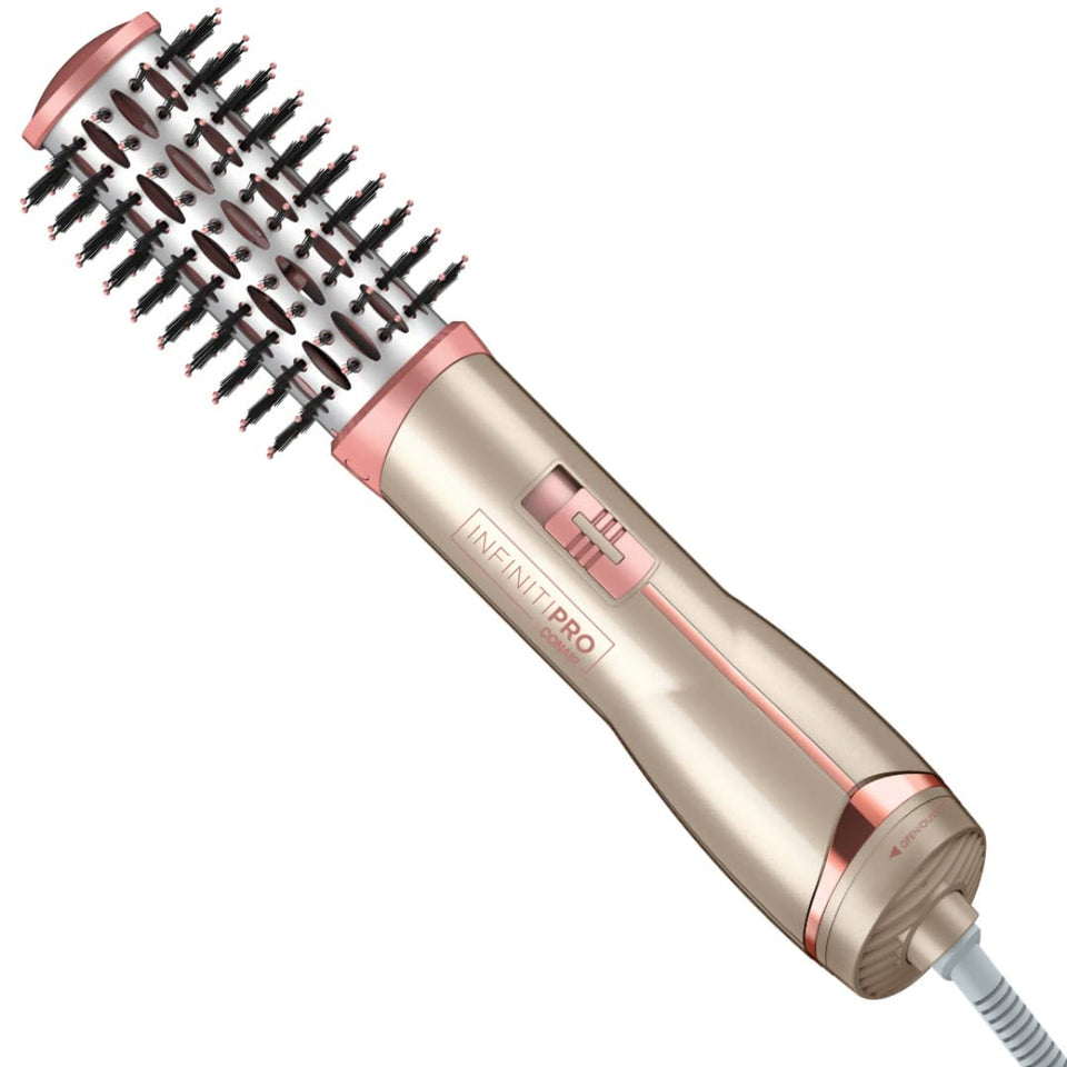 Conair InfinitiPro front view showing brush shape and controls for easy styling