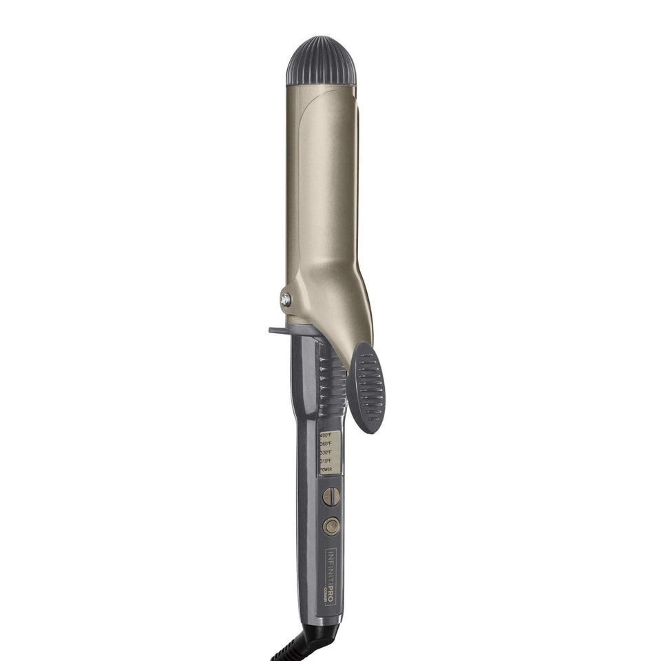 Conair INFINITIPRO front view showing full iron and clamp for easy styling