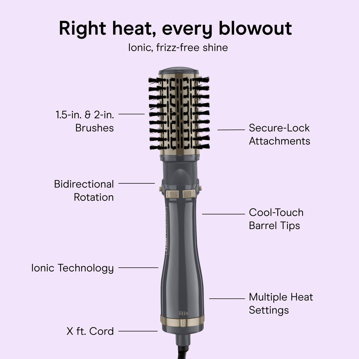 Conair InfinitiPRO handle and controls detail showing easy heat settings for customized styling