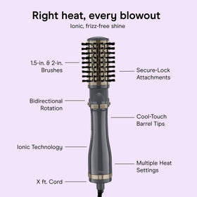 Conair InfinitiPRO handle and controls detail showing easy heat settings for customized styling
