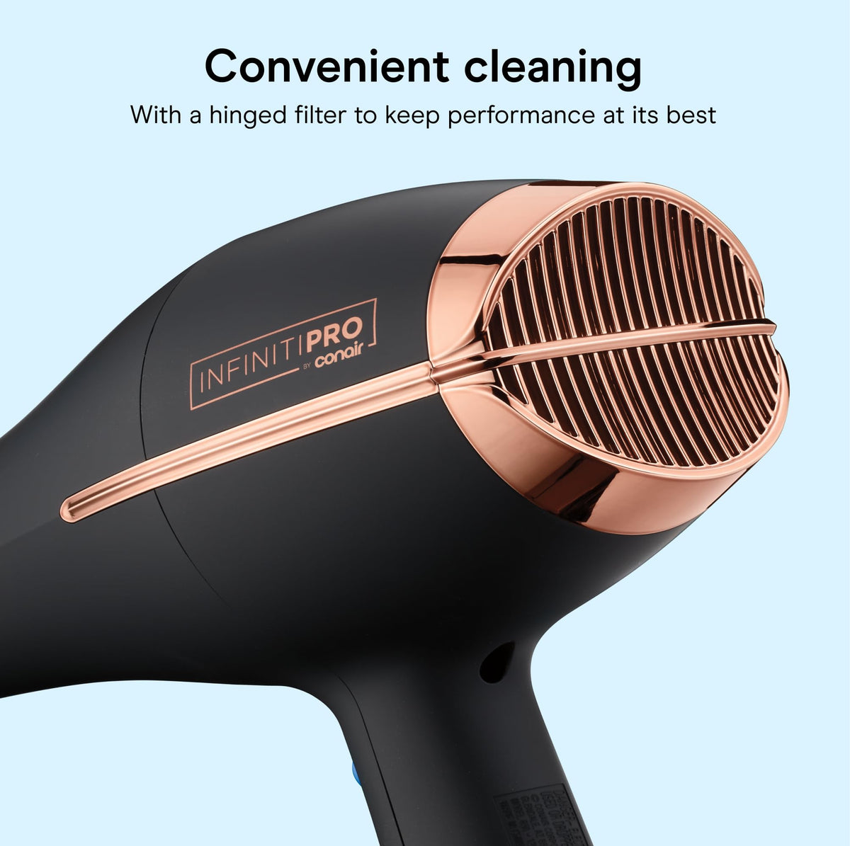 Conair InfinitiPRO in use drying hair on model showing fast drying and polished results