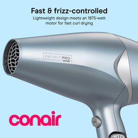 Conair InfinitiPRO locking diffuser close-up demonstrating secure fit and curl boost