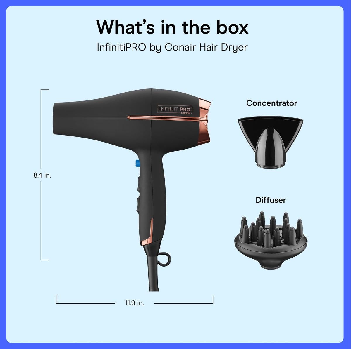 Conair InfinitiPRO removable filter removed emphasizing easy cleaning to preserve motor performance