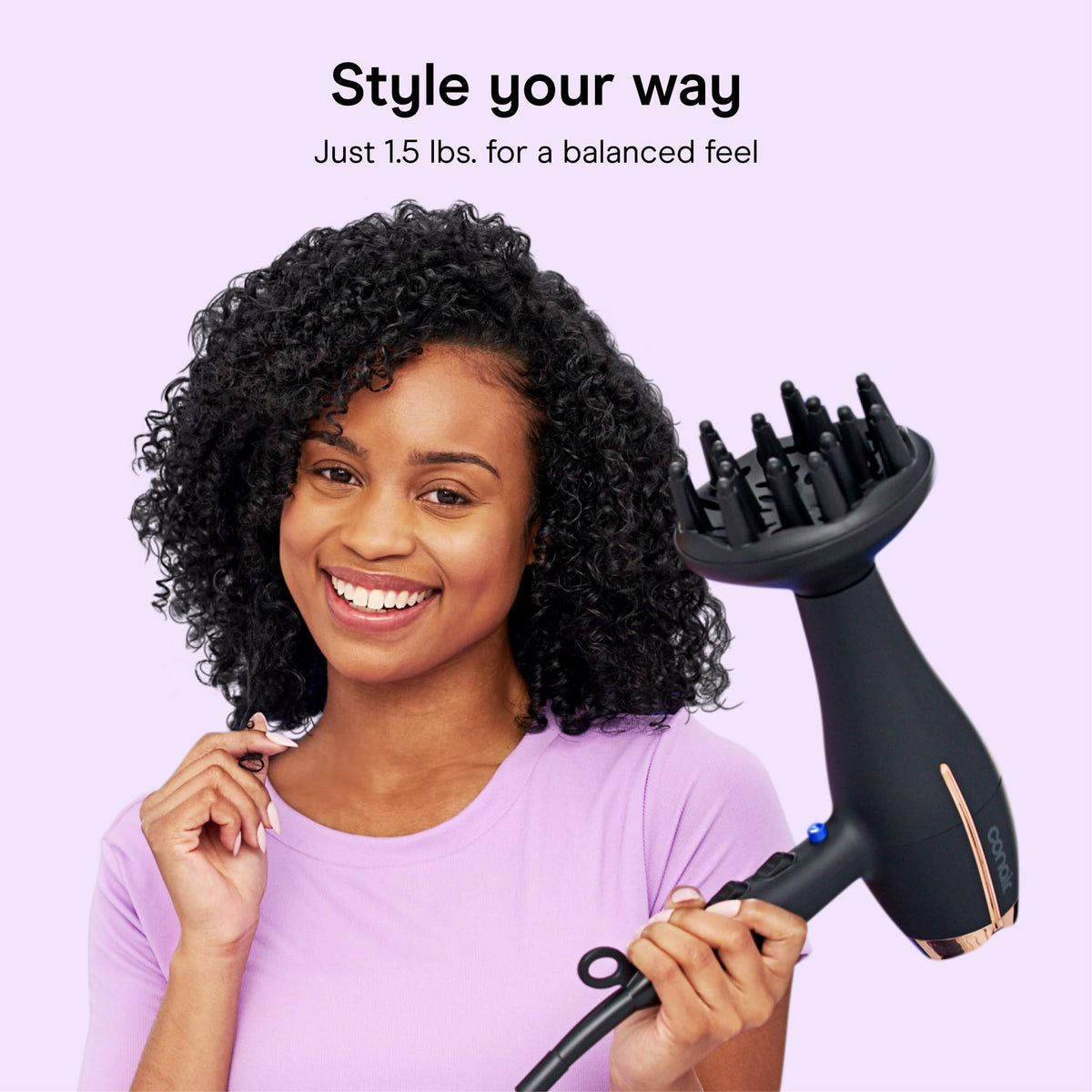 Conair InfinitiPRO with concentrator attached for precise smoothing and faster straightening